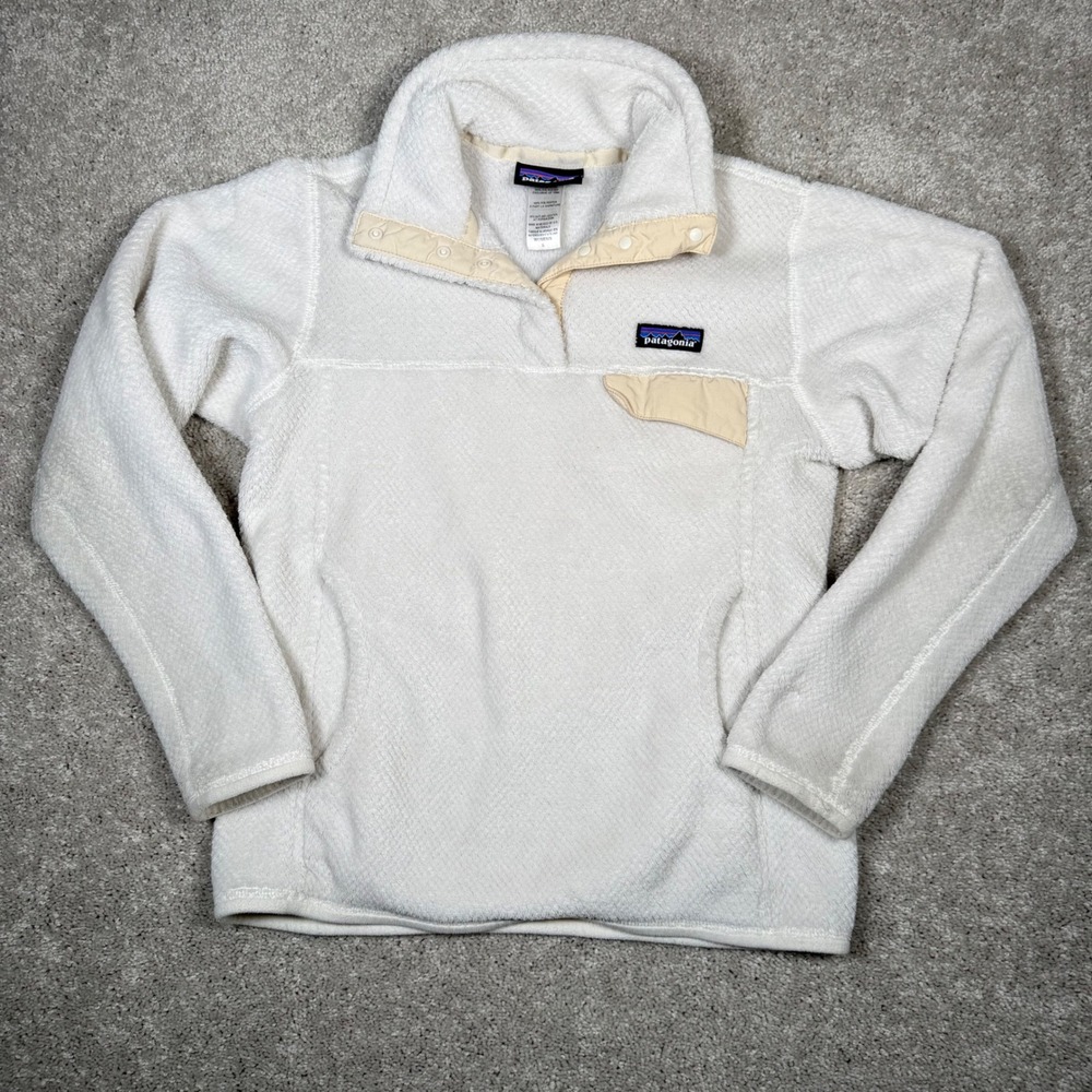 Patagonia Women's Small Snap-T Fleece Pullover Jacket White 25442 READ